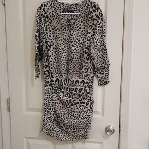 Lovely Zara Leopard Print Dress in Black and Tan